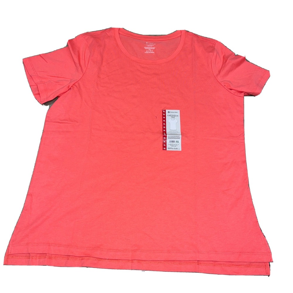 NWT Women's Member's Mark Essential Crew Neck Tee Coral Large